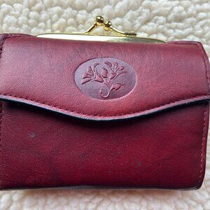 Buxton Burgundy Red and Antique Gold Wallet